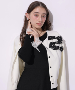 【新品タグ付き】(ブラック)arpage story ビジュー付きカーディガン スタッフコーディネート】ビジューモチーフカーディガン｜aki｜Arpege