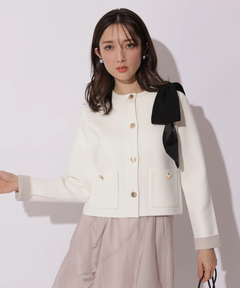 Apuweiser-riche(アプワイザー・リッシェ) |バイカラーショルダーリボンニットジャケット