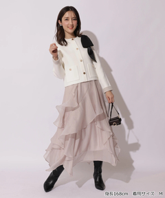 Apuweiser-riche(アプワイザー・リッシェ) |バイカラーショルダーリボンニットジャケット