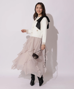 Apuweiser-riche(アプワイザー・リッシェ) |バイカラーショルダーリボンニットジャケット