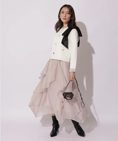 Apuweiser-riche(アプワイザー・リッシェ) |バイカラーショルダーリボンニットジャケット