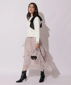 Apuweiser-riche(アプワイザー・リッシェ) |バイカラーショルダーリボンニットジャケット