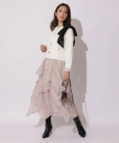 Apuweiser-riche(アプワイザー・リッシェ) |バイカラーショルダーリボンニットジャケット