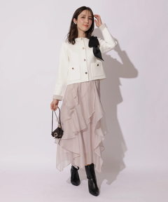 Apuweiser-riche(アプワイザー・リッシェ) |バイカラーショルダーリボンニットジャケット