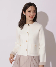 Apuweiser-riche(アプワイザー・リッシェ) |バイカラーショルダーリボンニットジャケット