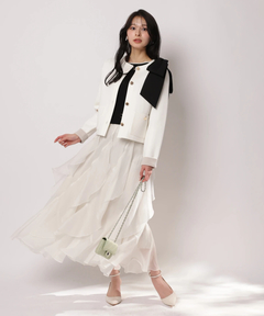 Apuweiser-riche(アプワイザー・リッシェ) |バイカラーショルダーリボンニットジャケット