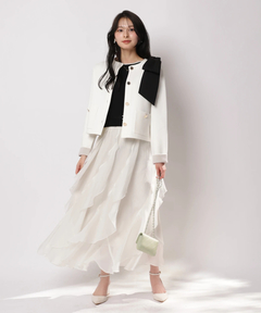 Apuweiser-riche(アプワイザー・リッシェ) |バイカラーショルダーリボンニットジャケット