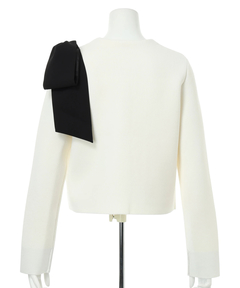 Apuweiser-riche(アプワイザー・リッシェ) |バイカラーショルダーリボンニットジャケット