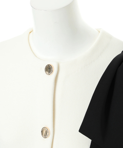 Apuweiser-riche(アプワイザー・リッシェ) |バイカラーショルダーリボンニットジャケット