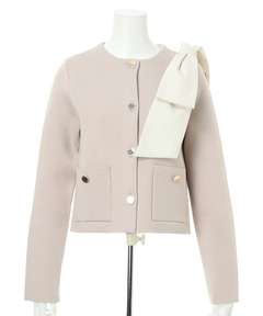 Apuweiser-riche(アプワイザー・リッシェ) |バイカラーショルダーリボンニットジャケット