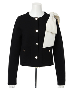 Apuweiser-riche(アプワイザー・リッシェ) |バイカラーショルダーリボンニットジャケット
