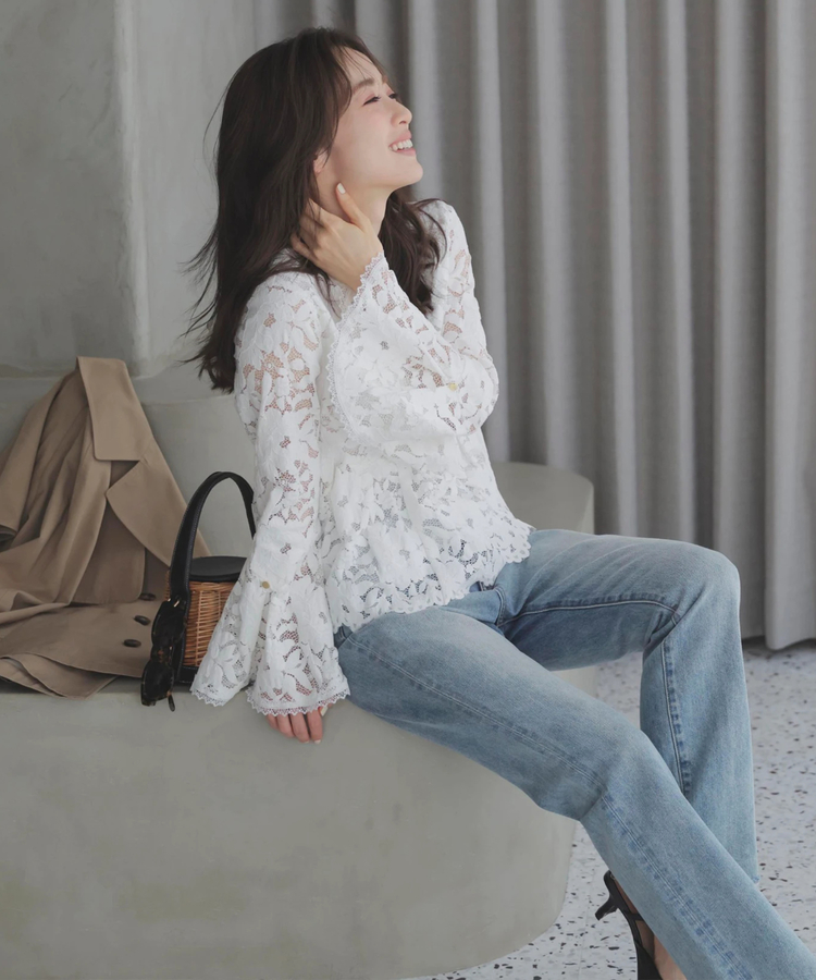 Apuweiser-riche(アプワイザー・リッシェ) |ペプラムレースブラウス