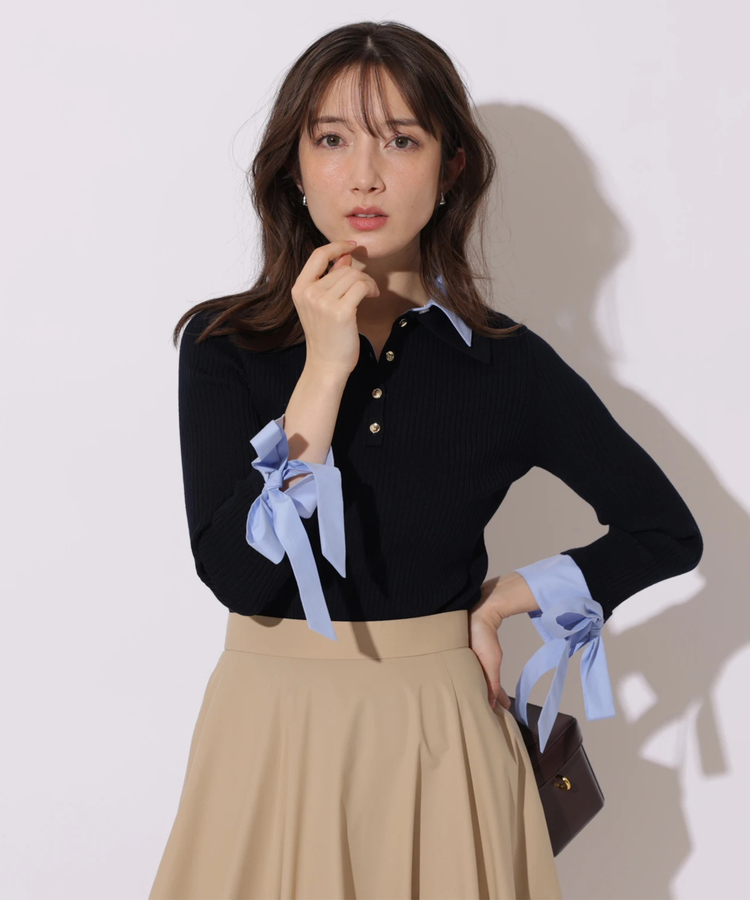 袖リボンスキッパーリブニット | ニット | Apuweiser-riche