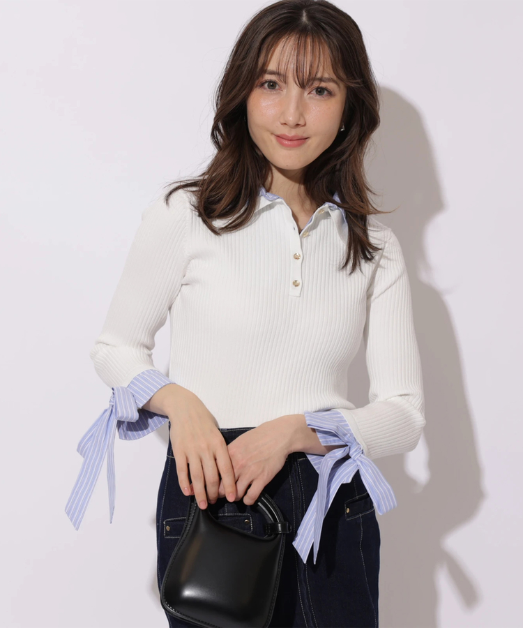 袖リボンスキッパーリブニット | ニット | Apuweiser-riche