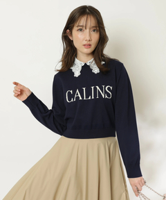 Apuweiser-riche(アプワイザー・リッシェ) |レース衿ロゴショートニット