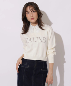 Apuweiser-riche(アプワイザー・リッシェ) |レース衿ロゴショートニット