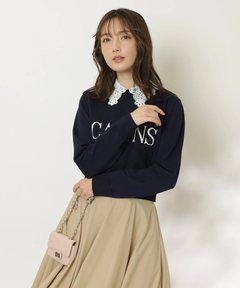 Apuweiser-riche(アプワイザー・リッシェ) |レース衿ロゴショートニット