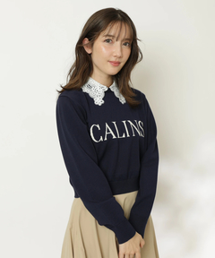 Apuweiser-riche(アプワイザー・リッシェ) |レース衿ロゴショートニット