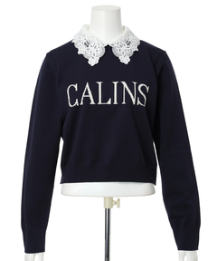 Apuweiser-riche(アプワイザー・リッシェ) |レース衿ロゴショートニット