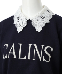 Apuweiser-riche(アプワイザー・リッシェ) |レース衿ロゴショートニット