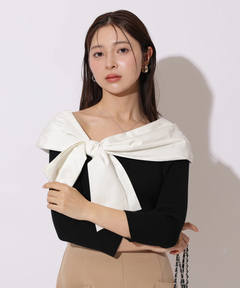 Apuweiser-riche(アプワイザー・リッシェ) |オフショルアシメリボンニット