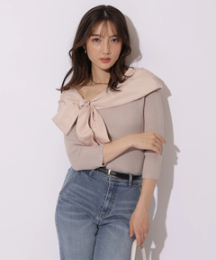 Apuweiser-riche(アプワイザー・リッシェ) |オフショルアシメリボンニット