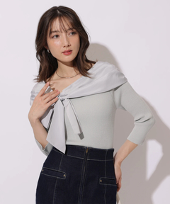 Apuweiser-riche(アプワイザー・リッシェ) |オフショルアシメリボンニット