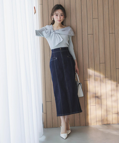 Apuweiser-riche(アプワイザー・リッシェ) |オフショルアシメリボンニット