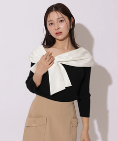 Apuweiser-riche(アプワイザー・リッシェ) |オフショルアシメリボンニット