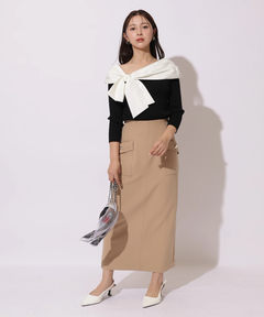 Apuweiser-riche(アプワイザー・リッシェ) |オフショルアシメリボンニット