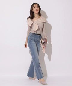 Apuweiser-riche(アプワイザー・リッシェ) |オフショルアシメリボンニット