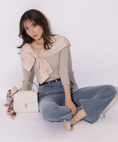 Apuweiser-riche(アプワイザー・リッシェ) |オフショルアシメリボンニット