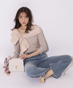 Apuweiser-riche(アプワイザー・リッシェ) |オフショルアシメリボンニット