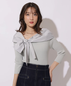 Apuweiser-riche(アプワイザー・リッシェ) |オフショルアシメリボンニット