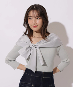 Apuweiser-riche(アプワイザー・リッシェ) |オフショルアシメリボンニット