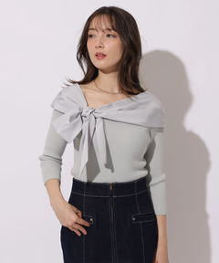 Apuweiser-riche(アプワイザー・リッシェ) |オフショルアシメリボンニット