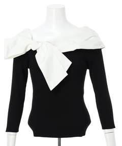 Apuweiser-riche(アプワイザー・リッシェ) |オフショルアシメリボンニット