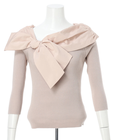 Apuweiser-riche(アプワイザー・リッシェ) |オフショルアシメリボンニット