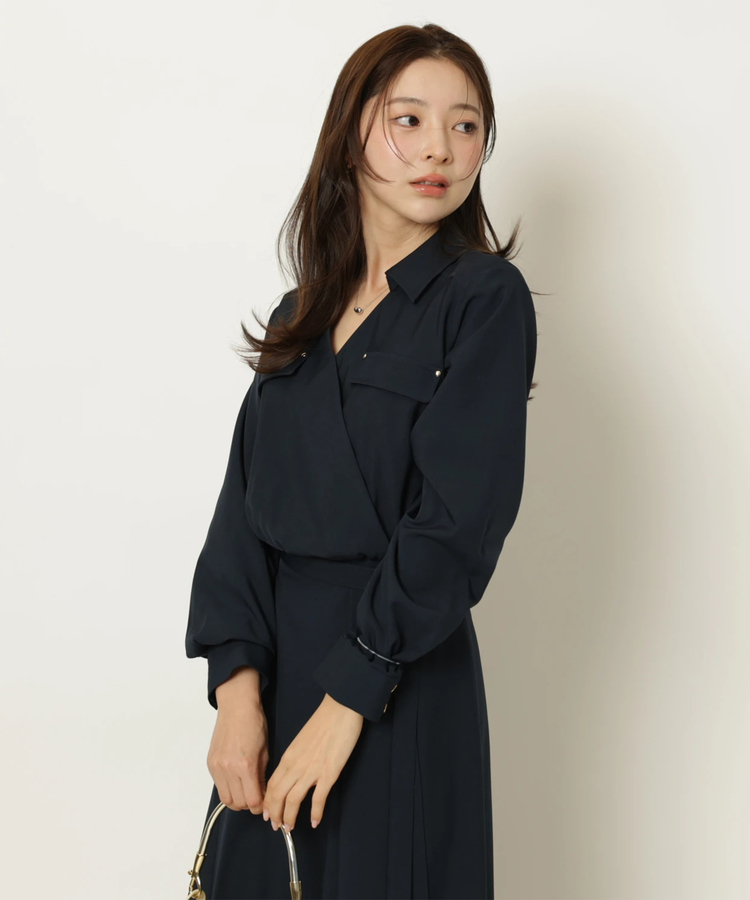 カシュクールラッフルシャツワンピース | ワンピース | Apuweiser