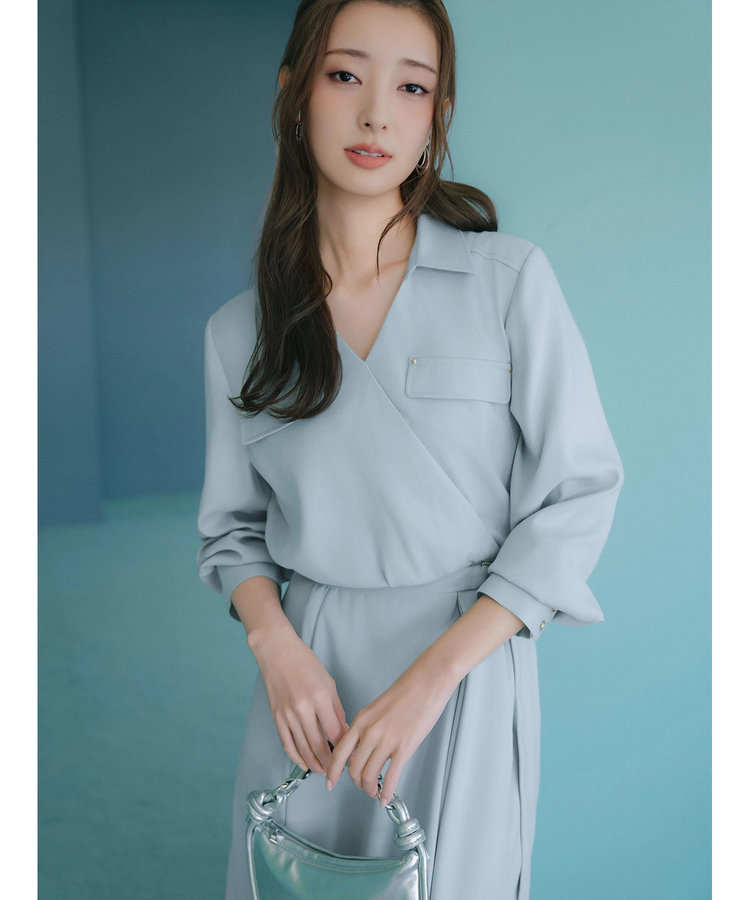 美品 EARIH(アーリ)シャツワンピース カシュクールラッフルシャツワンピース | ワンピース | Apuweiser