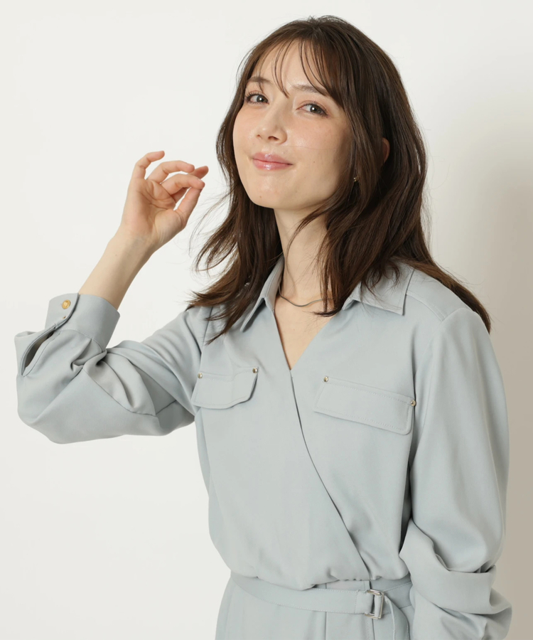 カシュクールラッフルシャツワンピース | ワンピース | Apuweiser