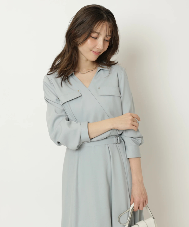 カシュクールラッフルシャツワンピース | ワンピース | Apuweiser