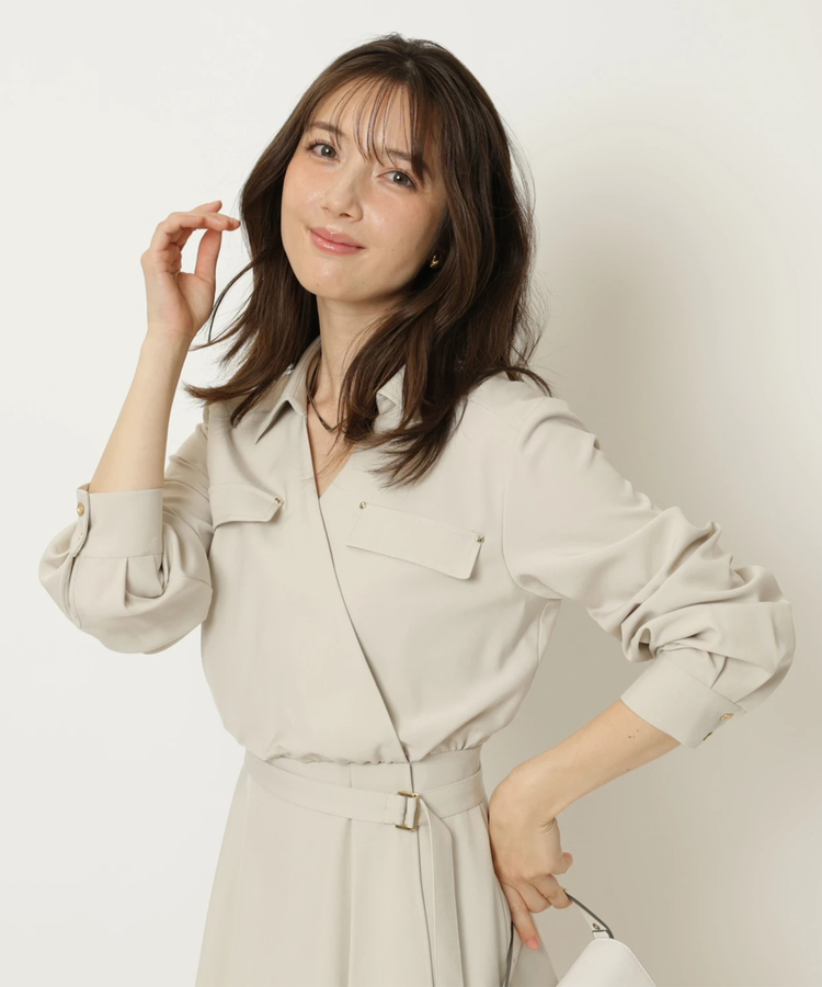 店舗限定》カシュクールラッフルシャツワンピース | ワンピース