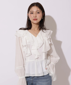 Apuweiser-riche(アプワイザー・リッシェ) |レースディテールフリルブラウス