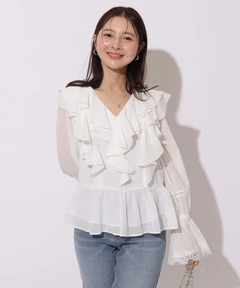 Apuweiser-riche(アプワイザー・リッシェ) |レースディテールフリルブラウス