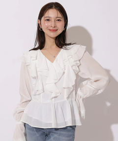 Apuweiser-riche(アプワイザー・リッシェ) |レースディテールフリルブラウス