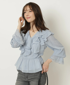 Apuweiser-riche(アプワイザー・リッシェ) |レースディテールフリルブラウス