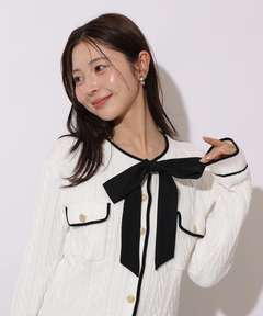 Apuweiser-riche(アプワイザー・リッシェ) |2wayリボンパイピングカーデ