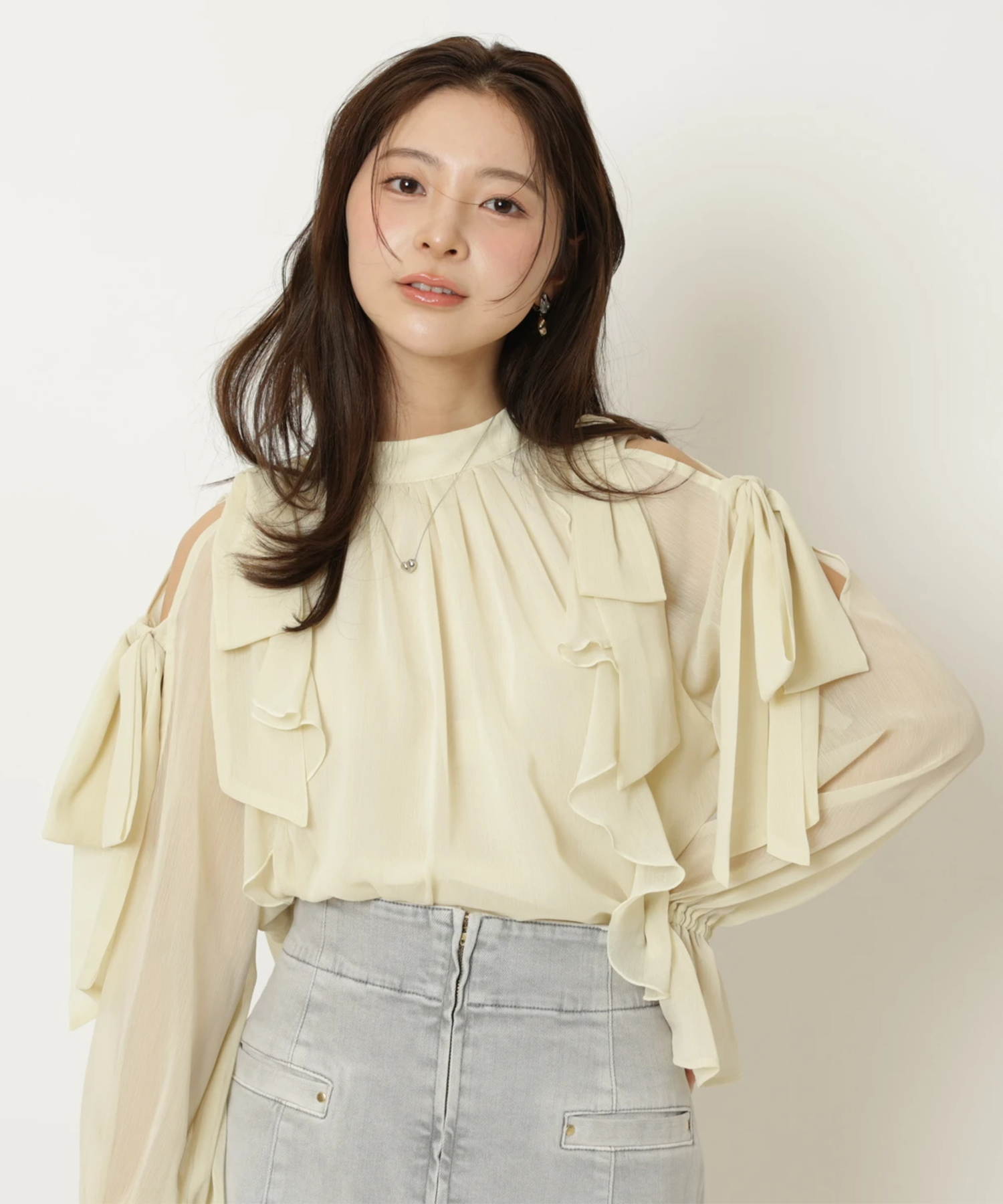 ★新品タグ付き　アプワイザーリッシェ　ラッフル楊柳シフォンブラウス 楊柳フリルブラウス | シャツ・ブラウス | Apuweiser-riche