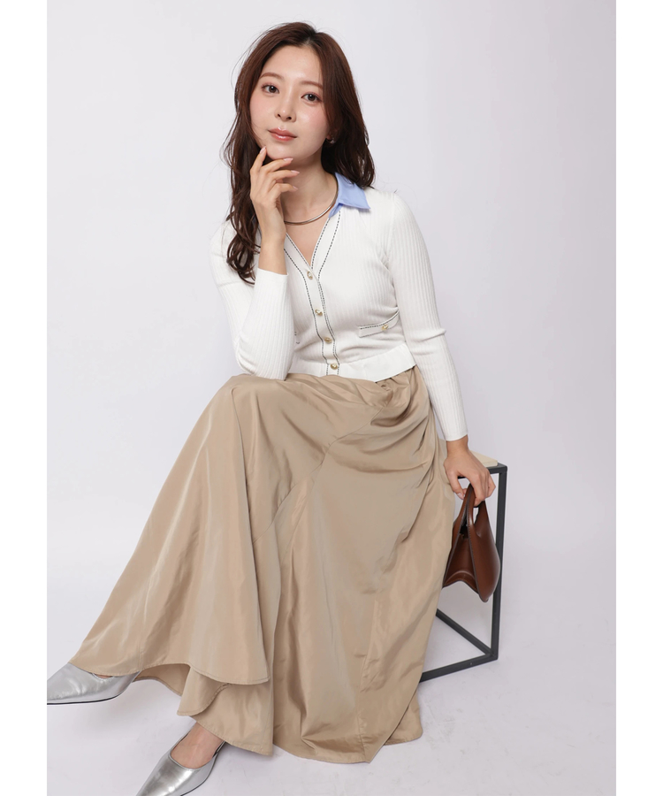 Apuweiser-riche(アプワイザー・リッシェ) |配色ステッチカーデドッキングワンピース